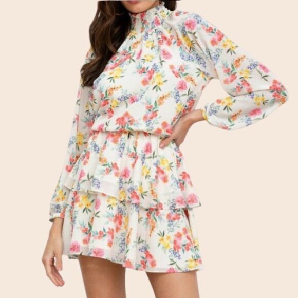 Yumi Kim Class Act Floral Mini Dress in Mulberry Ivory Size Small - Picture 1 of 12